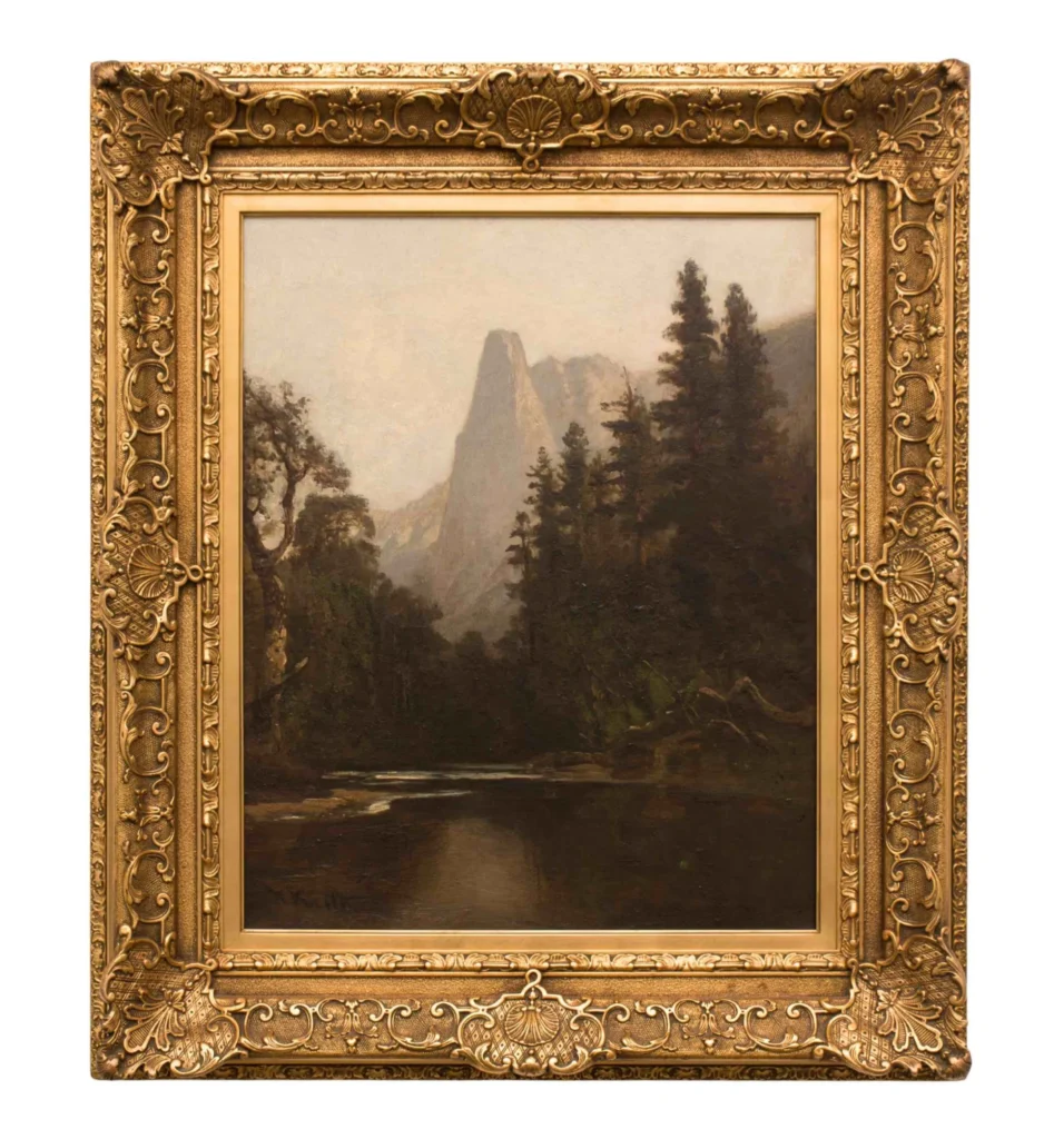 Sentinel Peak and Merced River, 1872–1883, Oil on canvas, William Keith 