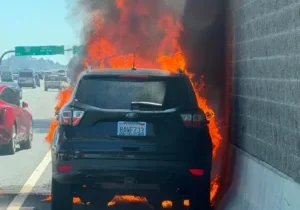 The driver details his experience with a fast-moving car fire in Walnut Creek. 